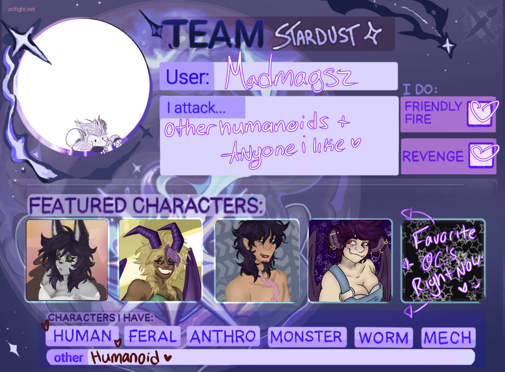 Artfight character list! by Madmagsz on DeviantArt