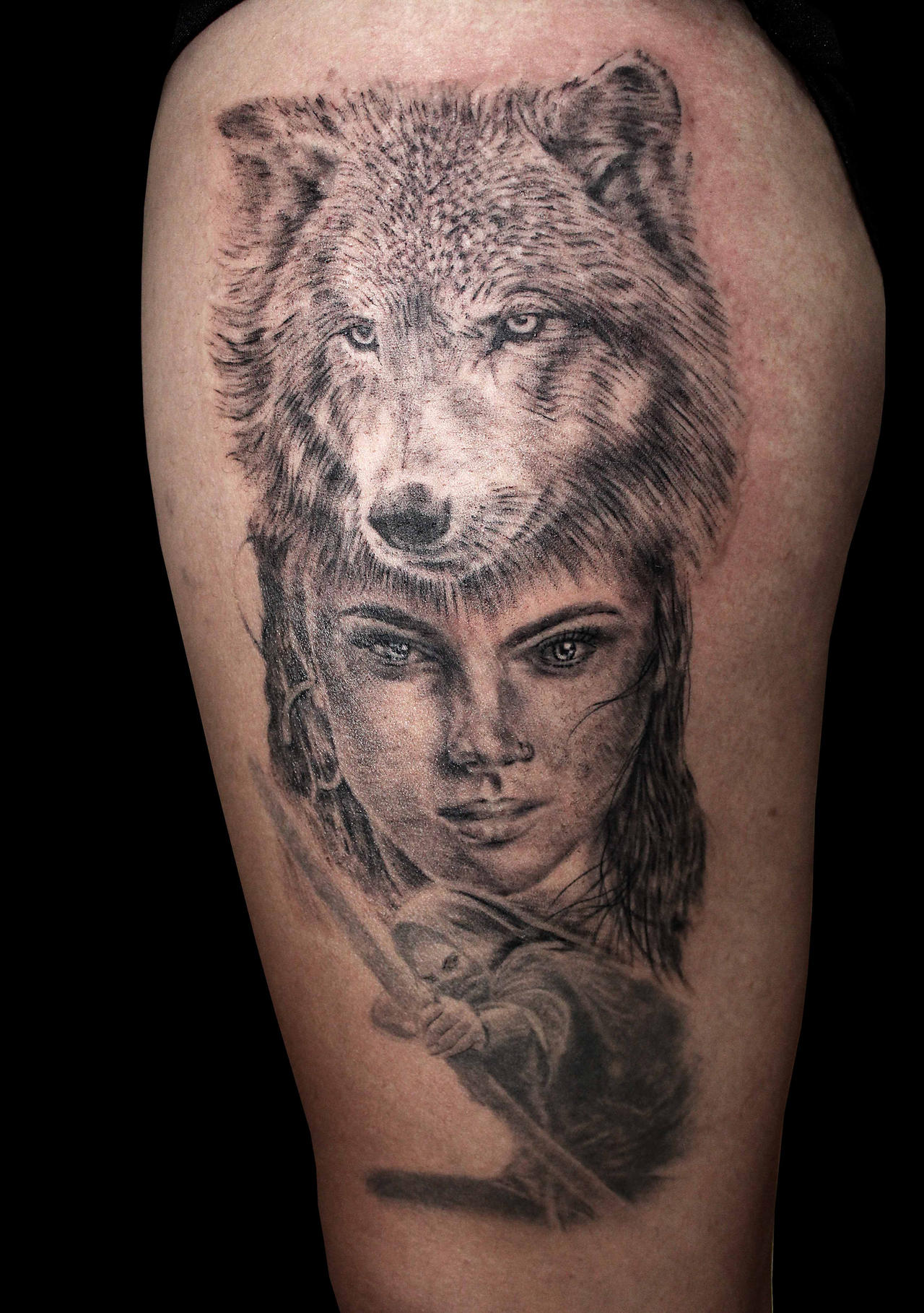 Girl and wolf portrait tattoo by Facundo-Pereyra on DeviantArt
