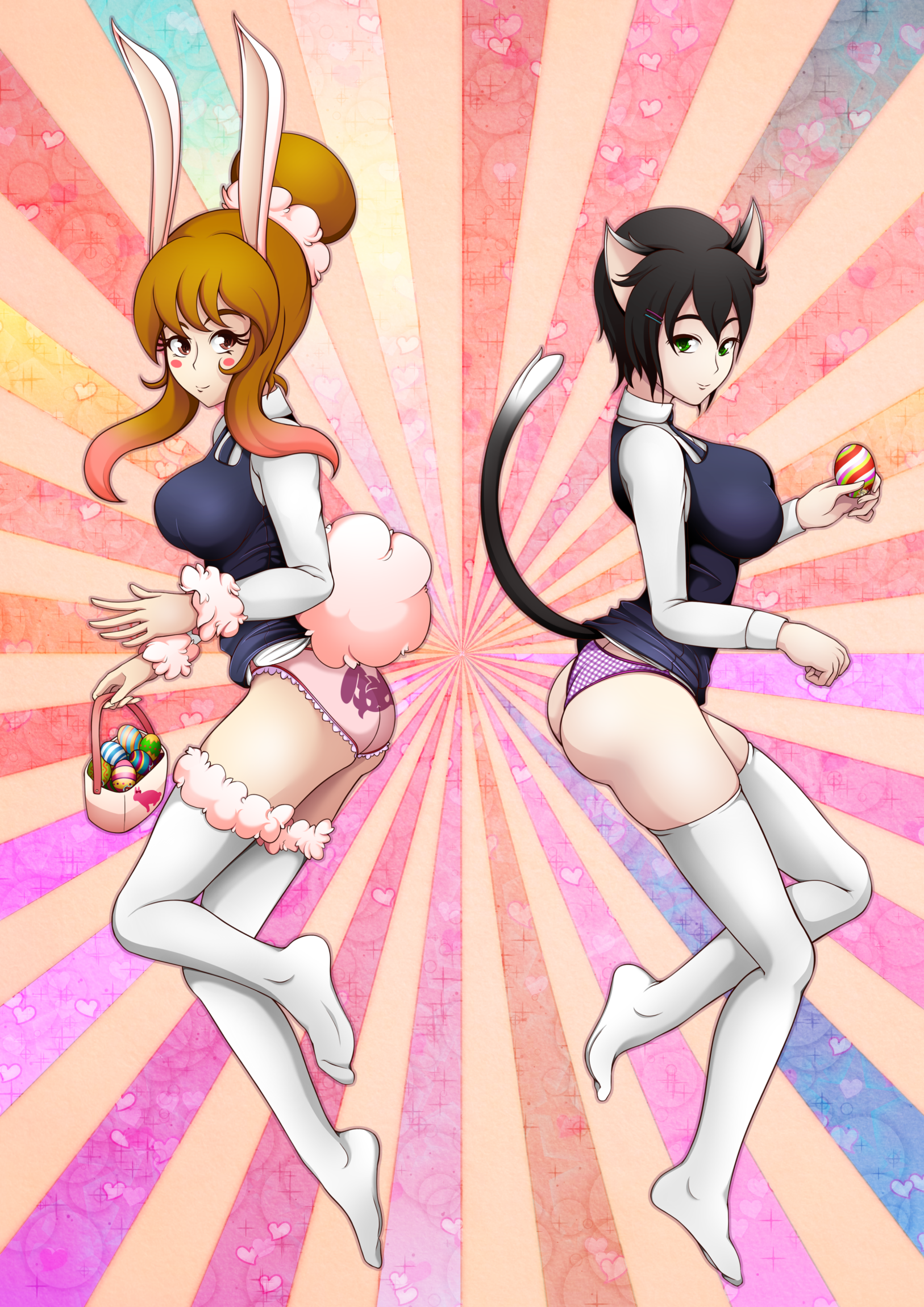 super school bunnycat easter duo