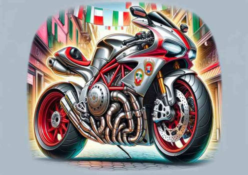 Cool Cartoon MV Agusta 600GT Motorcycle Art
