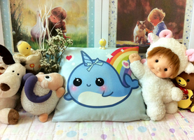 Kawaii Narwhal Pillow