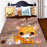 Kawaii fox and cute cakes fleece blanket