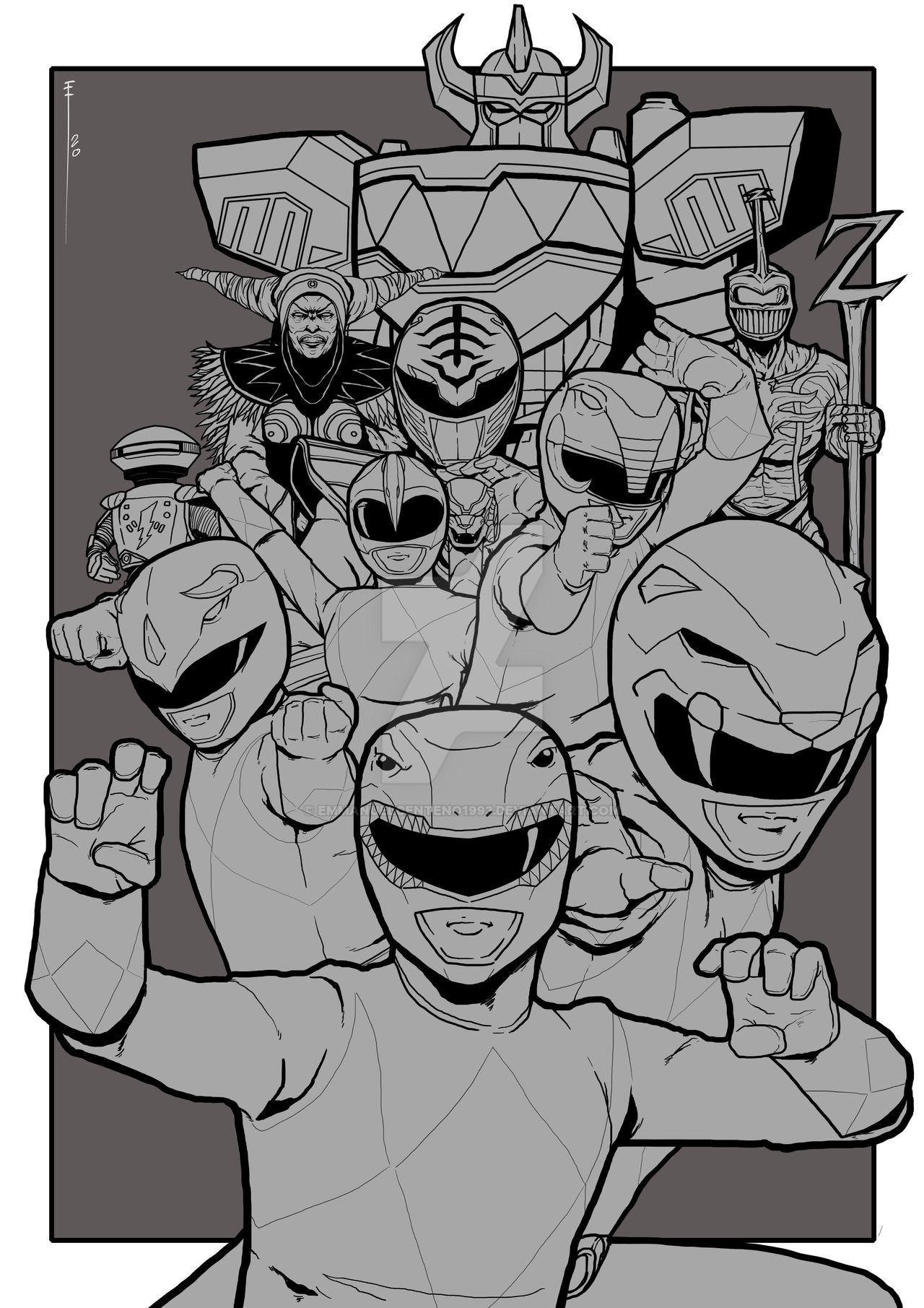 mighty morphing power rangers lineart by emmanuelcenteno1993 on DeviantArt