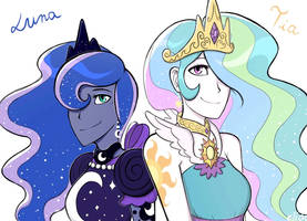 Princess Celestia and Luna Humanized