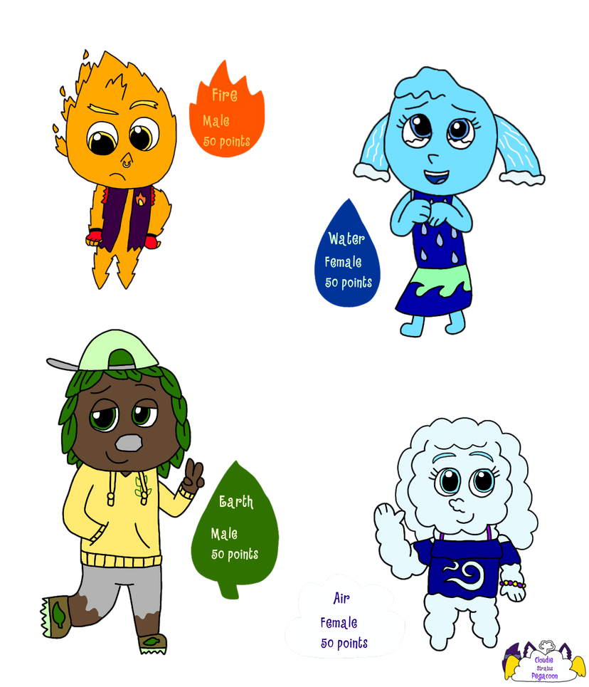 Elemental OC Adoptables (OPEN) by CloudiePegacoon2007 on DeviantArt