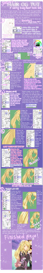 PaintToolSAI Hair CG tutorial