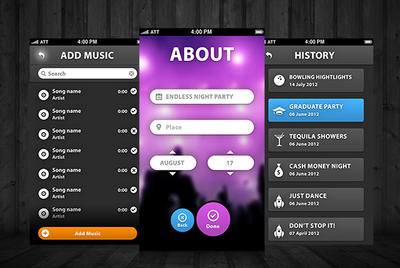 5 Style Menu Iphone App UI