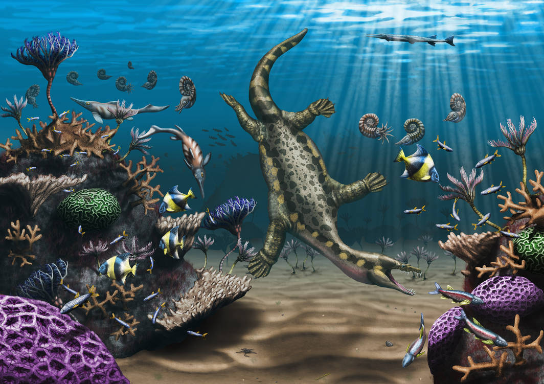 Nothosaurus and other triassic marine fauna by Qbliviens on DeviantArt