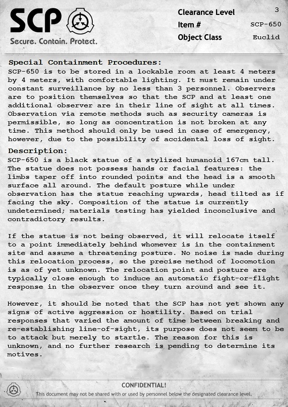SCP Document: SCP-650 by Ketzerdrache on DeviantArt