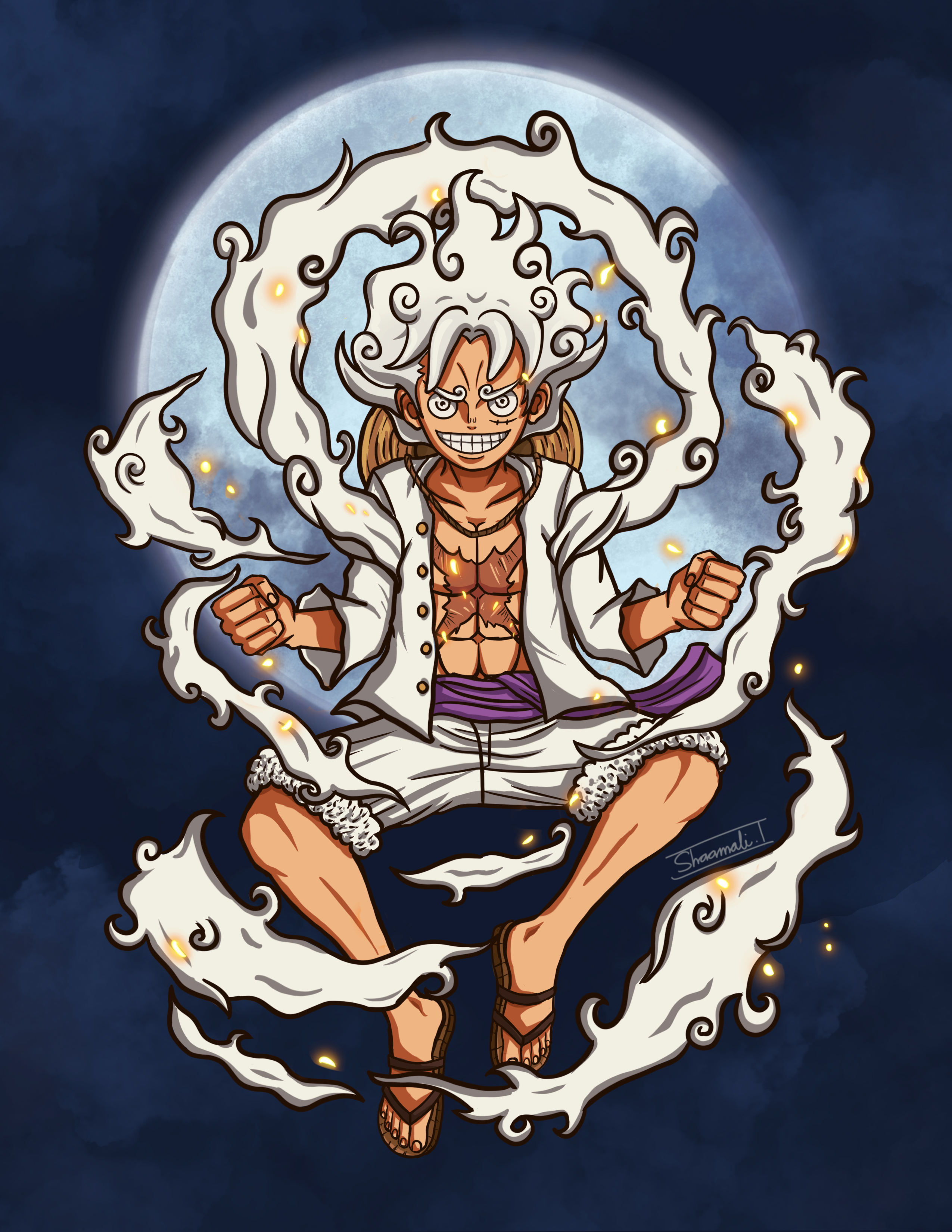 Gear 5 Luffy Lassoing under the Full Moon (Ver. 2) by TropicTom on  DeviantArt