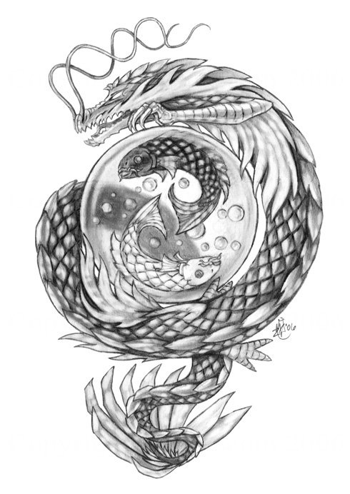 Dragon with Koi