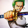 Zoro from One Piece - coloured pencil drawing