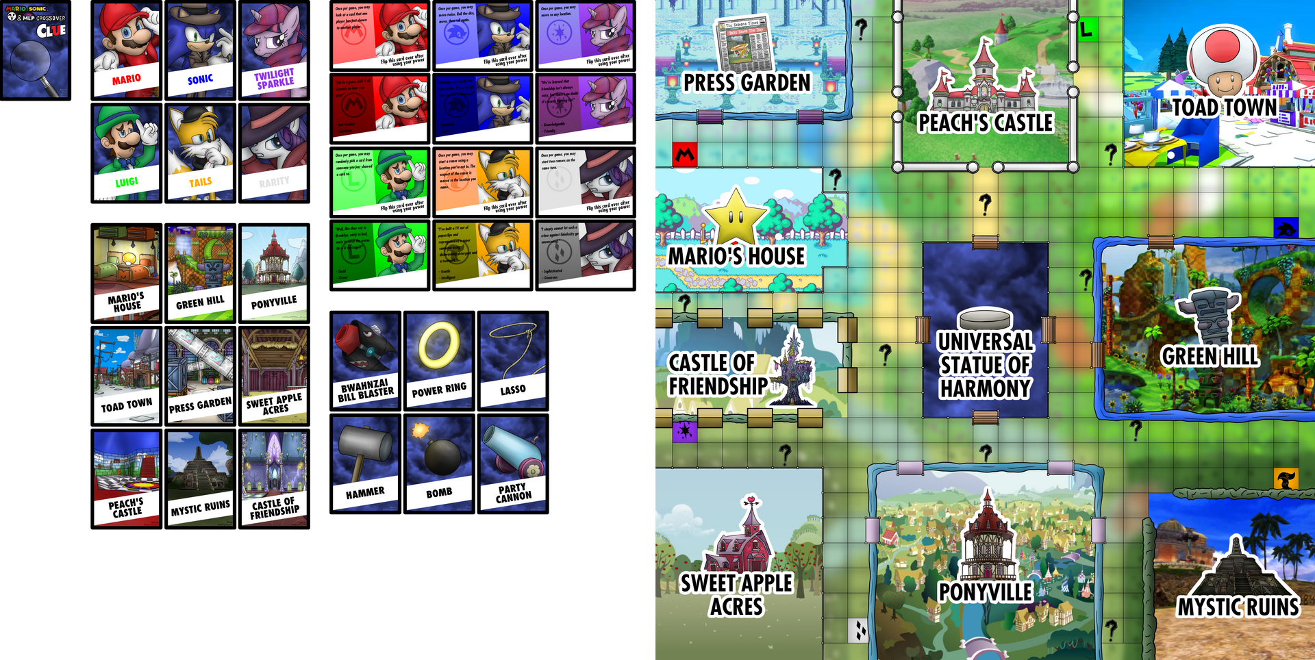 Mario, Sonic, and MLP Crossover CLUE (Print/Play)