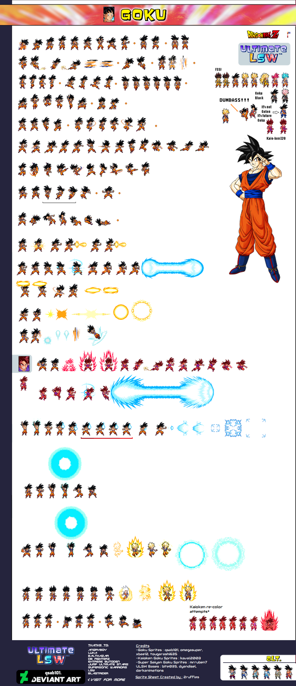Goku Sprite Sheet remastered by UkrainianSonicArts on DeviantArt