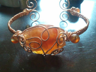 Copper and Carnelian Woven Bracelet