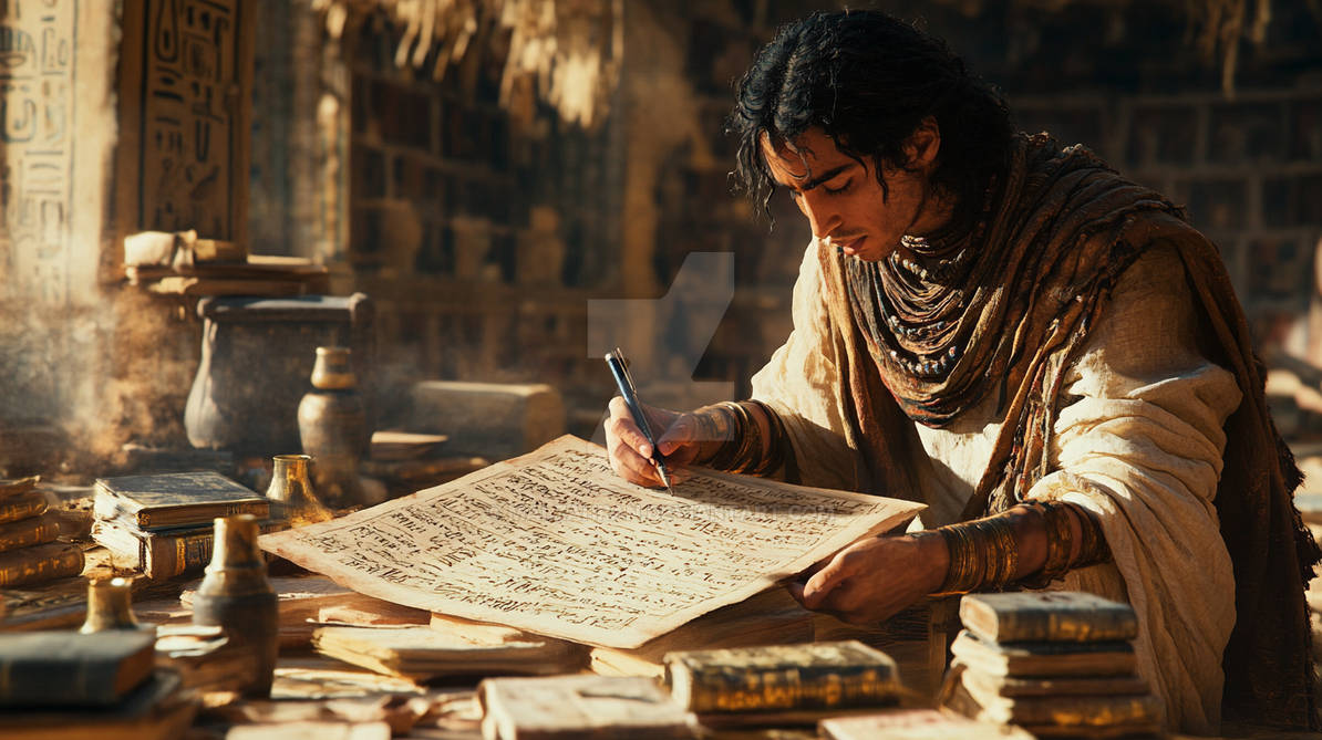 Scribe writing on papyrus inkwell hierogly by Malzahran on DeviantArt