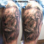 Realistic lion tat in progress