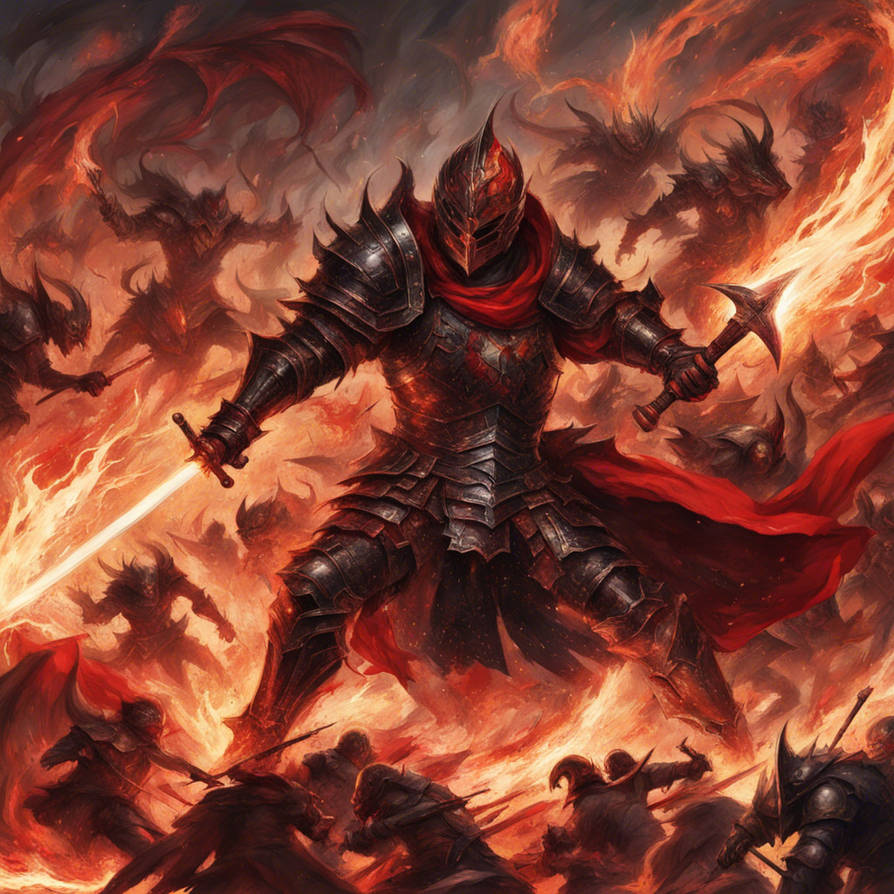 Knight Vs Devil Knight fighting off demons in hell by Grizz082019 on DeviantArt
