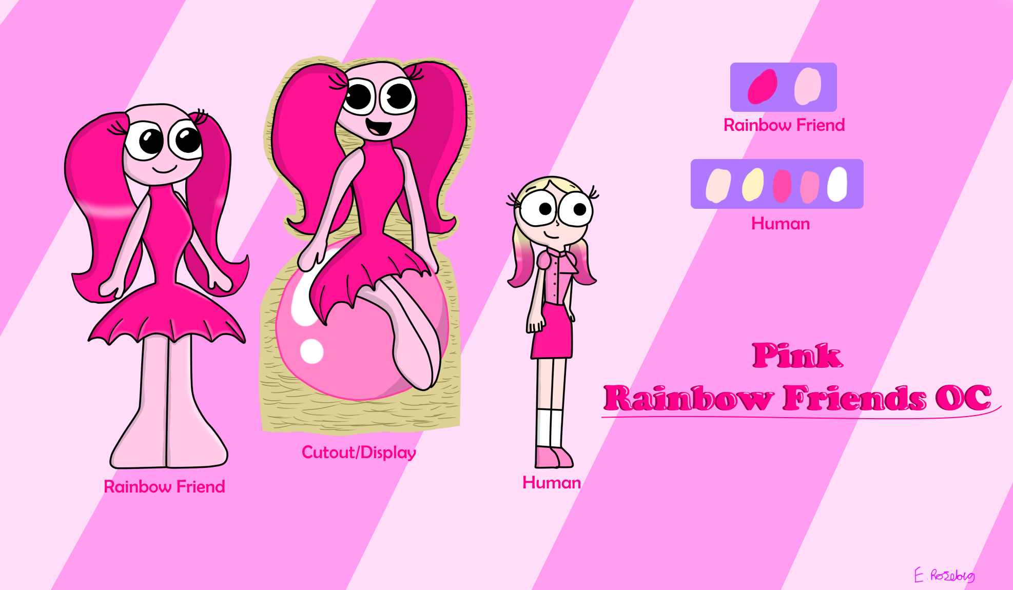 ANOTHER POST! This time it's a Rainbow Friends doodle page ft. a few ocs ( pink + strawberry) : r/RainbowFriends