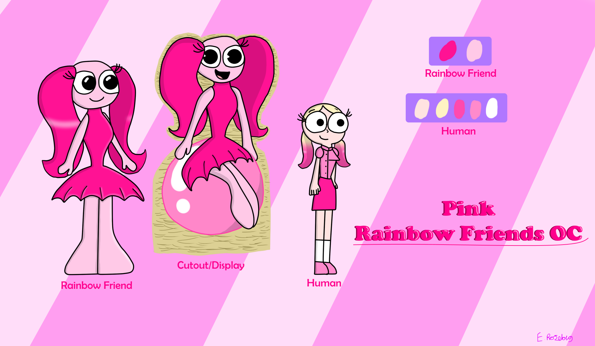 Pink (Rainbow Friends OC) by TheCassowaryCookie on DeviantArt