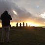 Easter Island heads at sunset