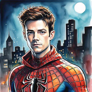 Grant Gustin As Spider Man With A Blue(1)