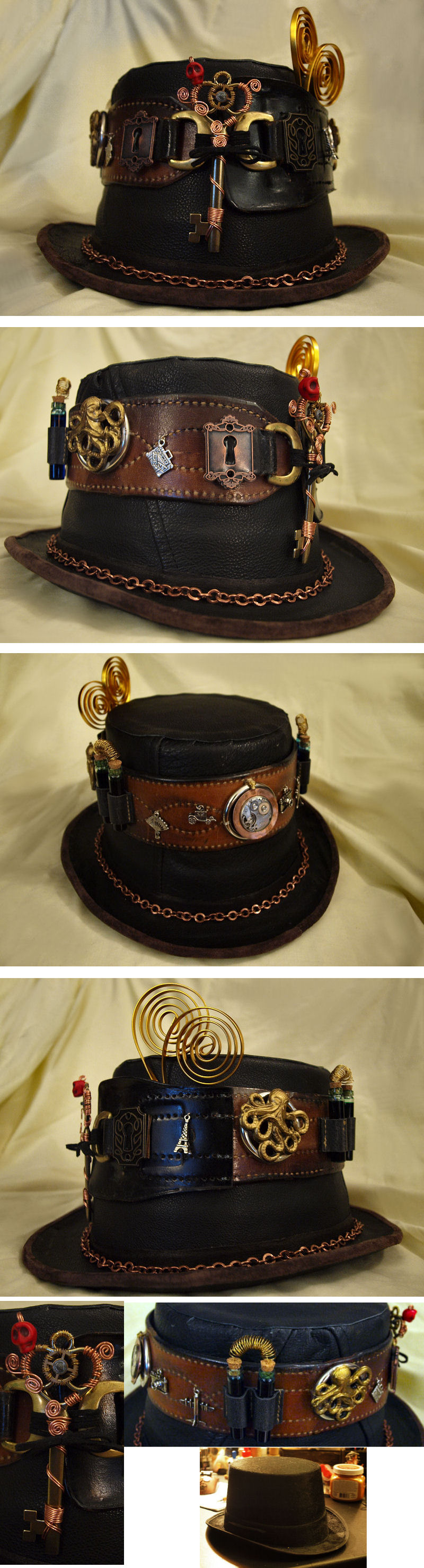 Steampunk Leather Top  Hat