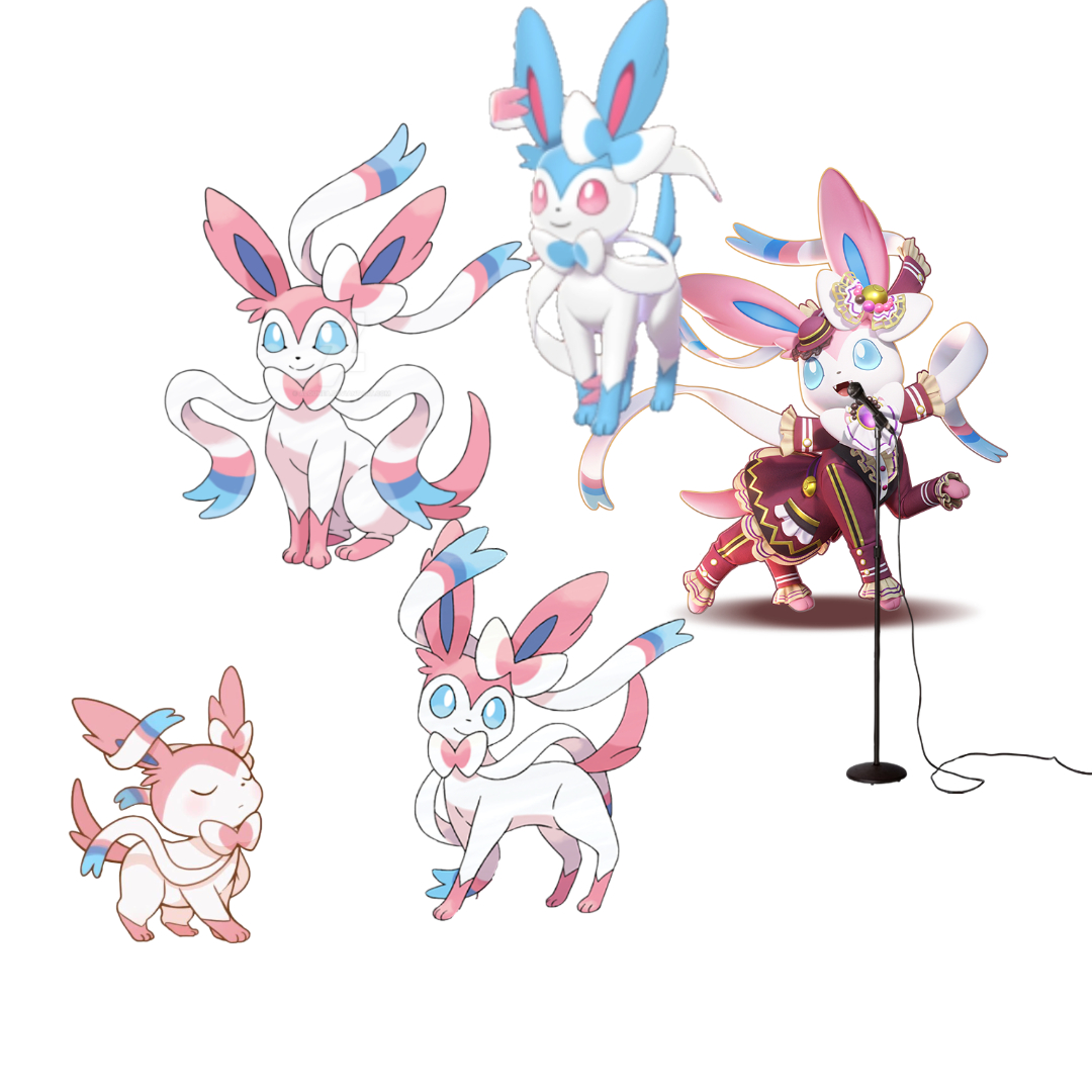 Welcoming Sylveon to the family.~ Eeveelutions, eevee, and a shiny eevee.