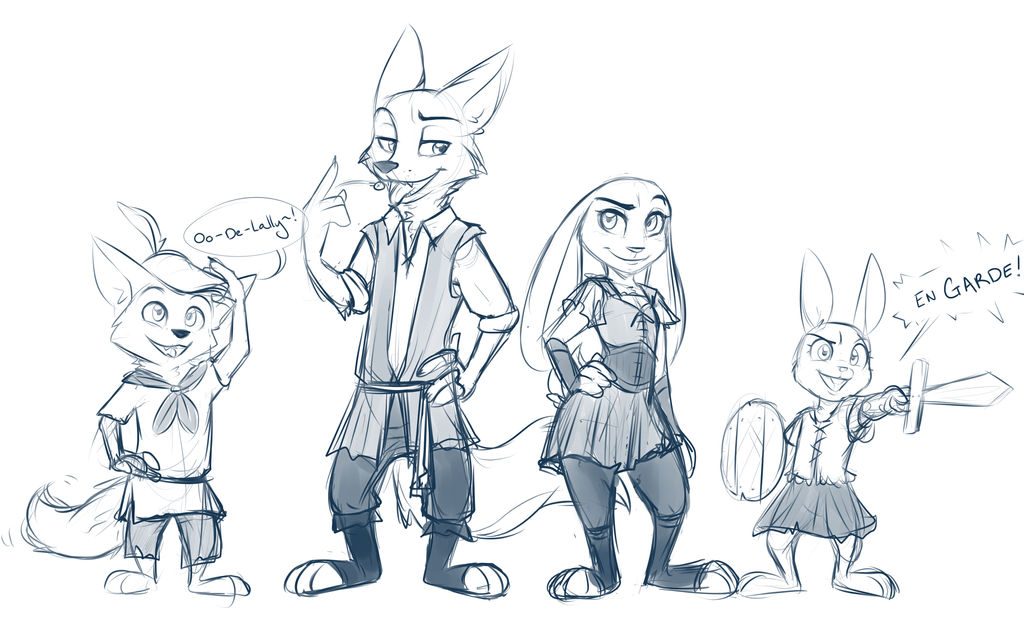 Medieval Nick and Judy by catnamedfish
