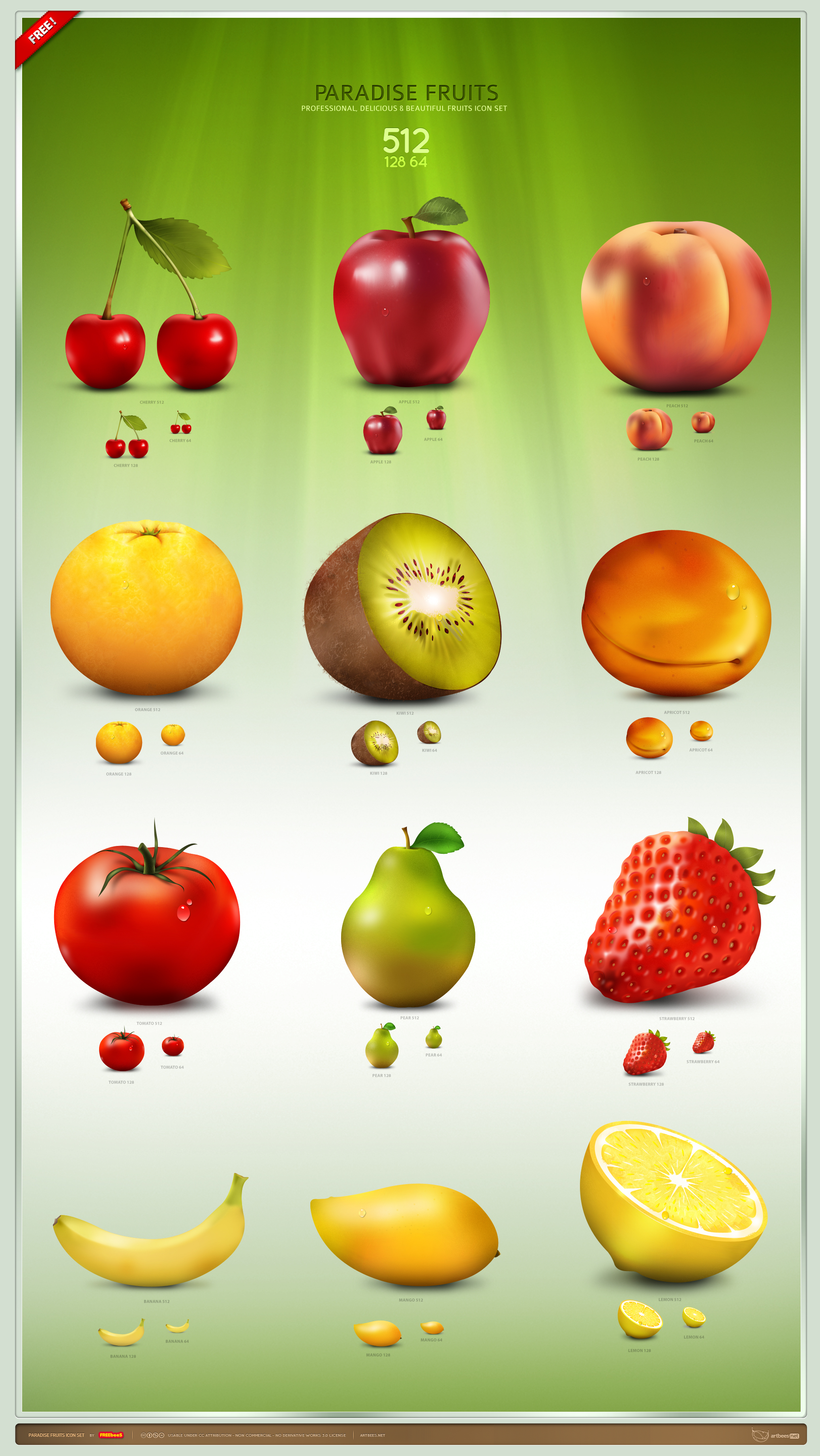 Paradise Fruit Icon Set by artbees