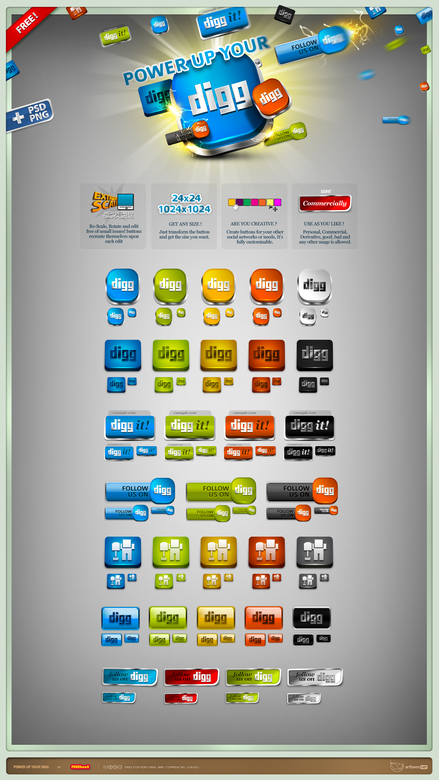 Vector HQ Digg Buttons