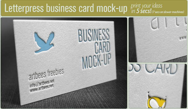 Free letterpress business card mockup