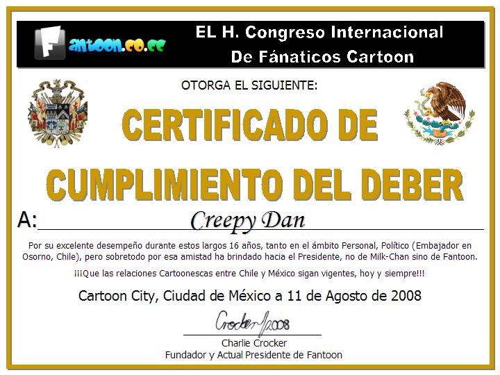 Certificado Fantoon: CreepyDan