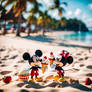 Cute Mickey Mouse And Minnie Mouse With Ice Cream