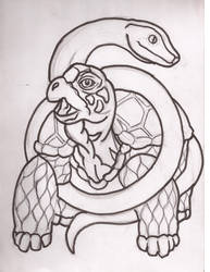 Black Turtle Snake Sketch