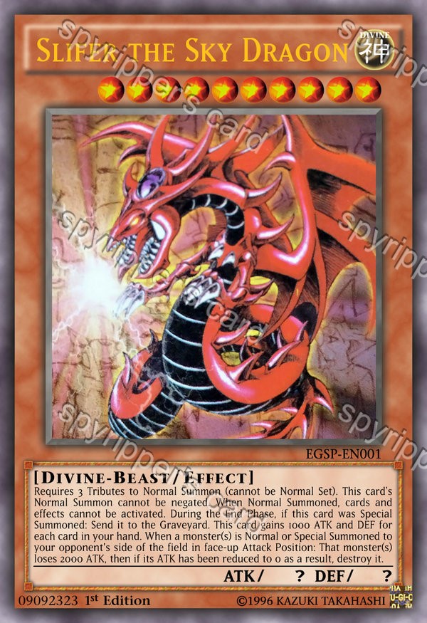 sky dragon yugioh card Three Headed Slifer the Custom Orica may be 1st or Unlimited Edition YGO - Slifer, Sky Dragon