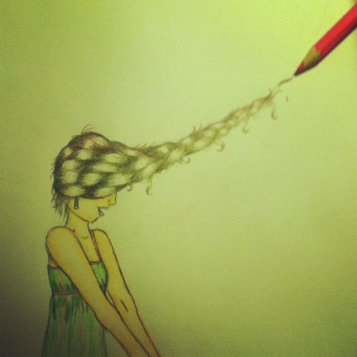 Pencil Hair Dyed Person Girl Drawing By Xxhawkfirexx On