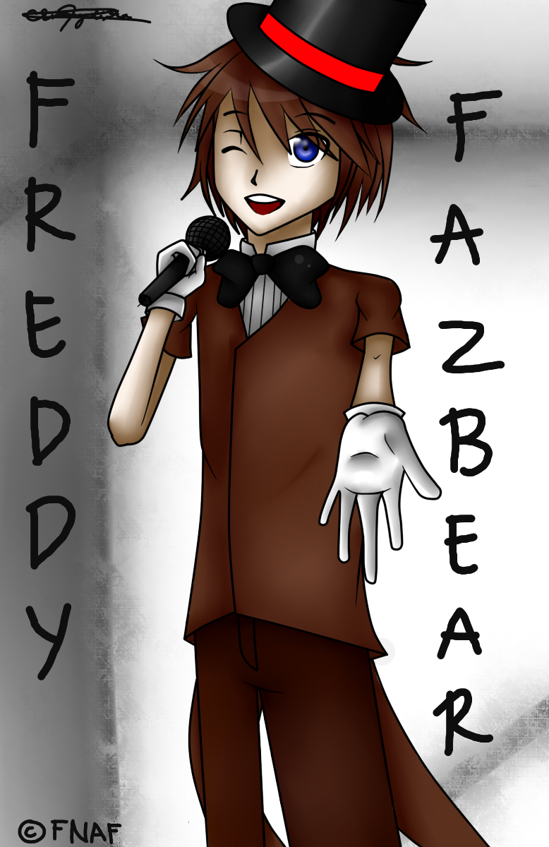 Freddy fazbear from fnaf illustrated as anime boy
