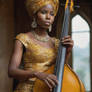 african woman playing bass