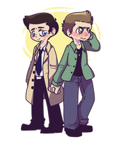 Destiel hand holding chibi