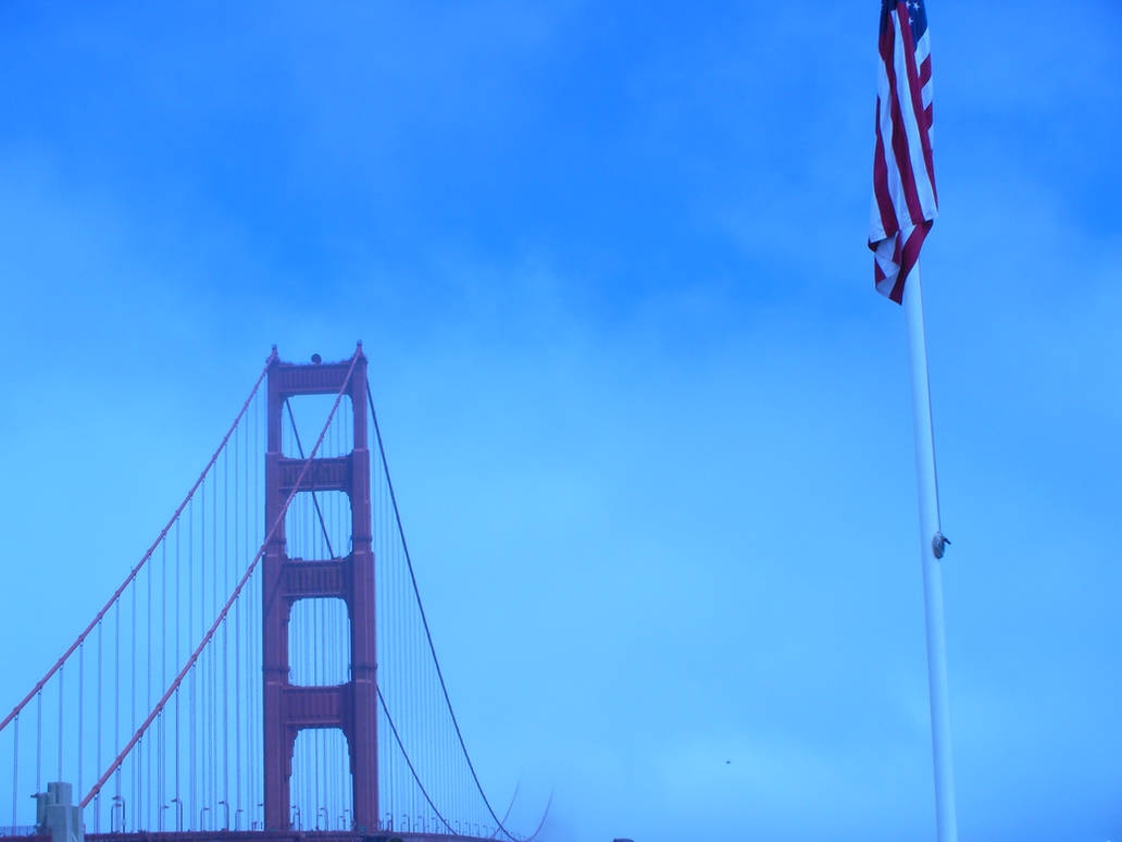 Golden Gate Bridge + Flag