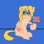 Allie holding a flag of the United States