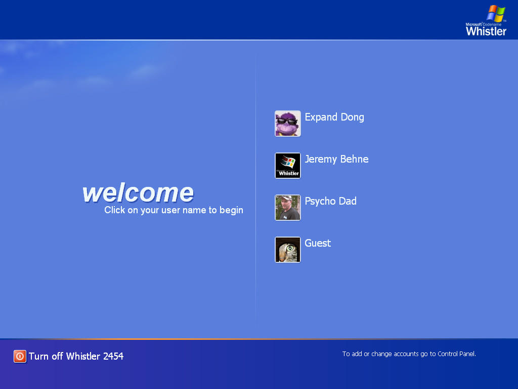 Windows Whistler (Build 2454) - Logon Screen by JJB22052000 on DeviantArt