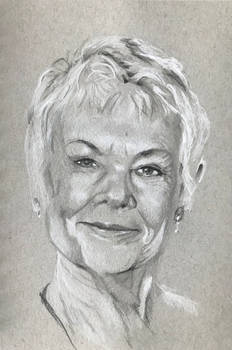 Dame Judi Dench 2nd go - Graphite + White pencils