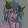 Demon Girl bust Lineart By shollia