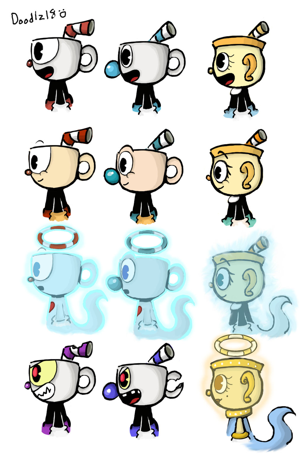 The Cuphead Trio_Side View by Doodlz18 on DeviantArt