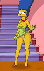 Marge lifting her dress