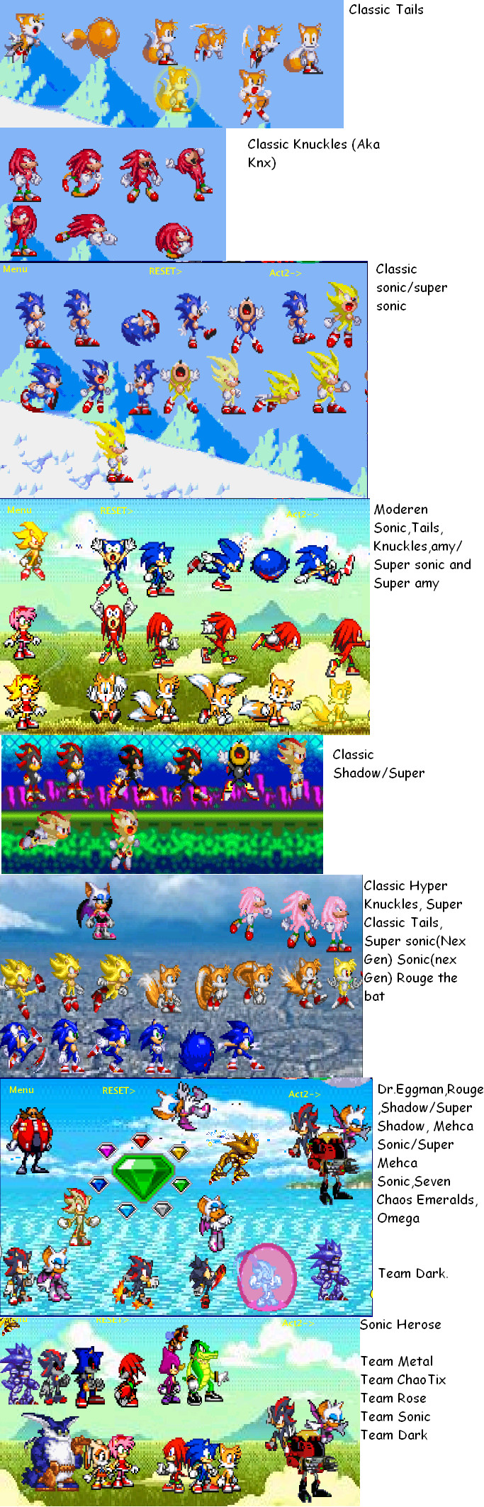 Classic Tails and Knuckles Cast