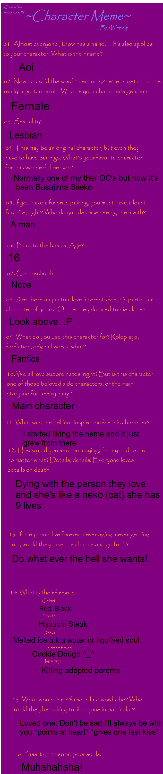 Writing Character Meme