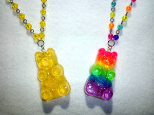 Huge Resin Gummy Bear Beaded Necklaces